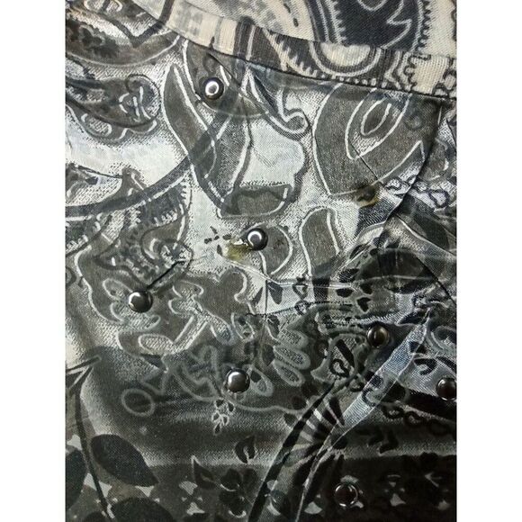 One World Womens Boho Beaded Black, Gray, & White Long Sleeve Top Size Large - Picture 8 of 8